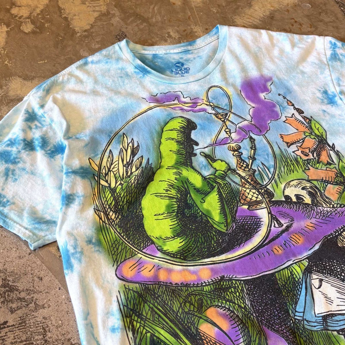 画像3: "ALICE IN WONDERLAND" PRINTED TIE DYE S/S TEE / Mens XL (3)
