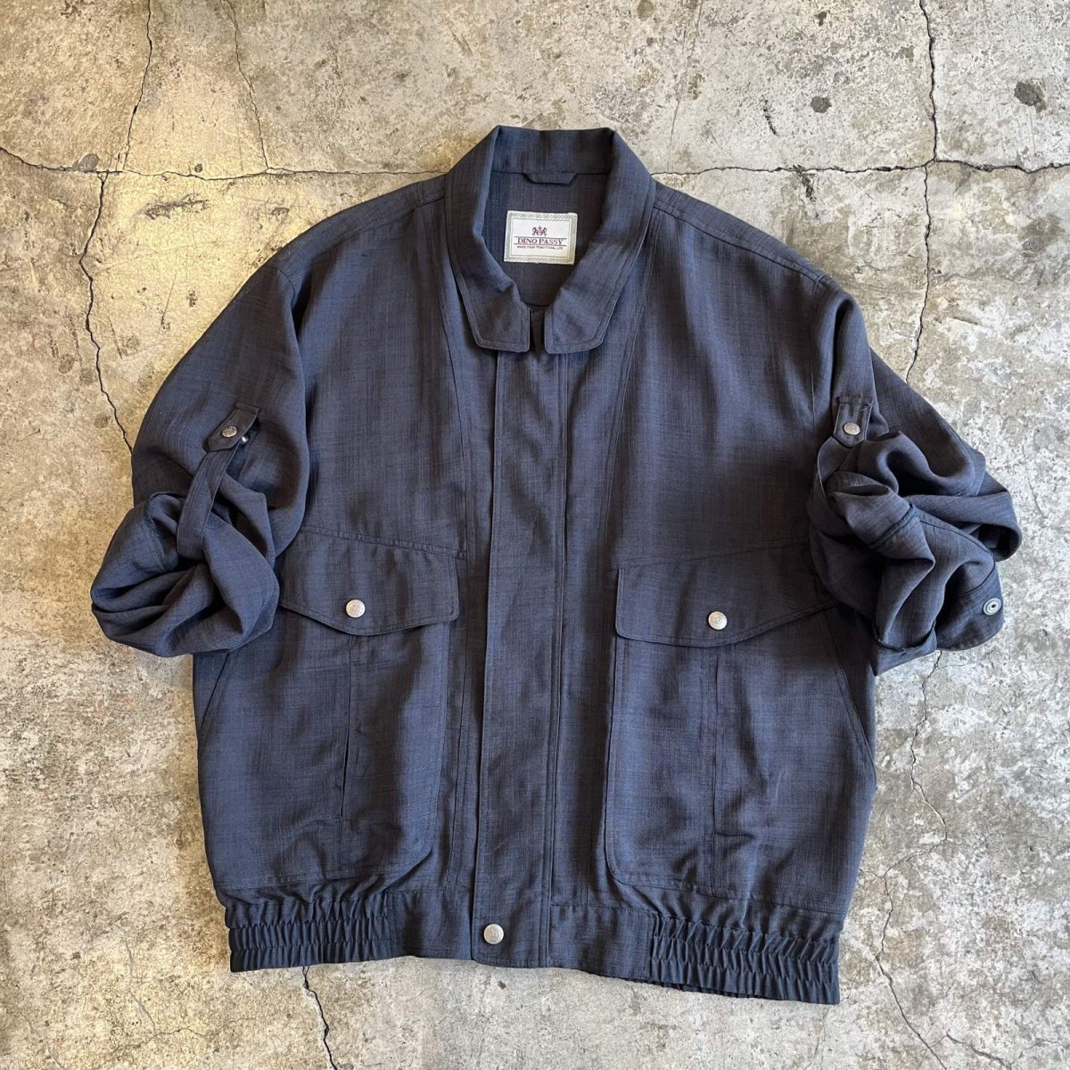 画像3: CHARCOAL GREY COLOR 2WAY DESIGN SHEER ZIP UP JACKET / Ladies L (3)