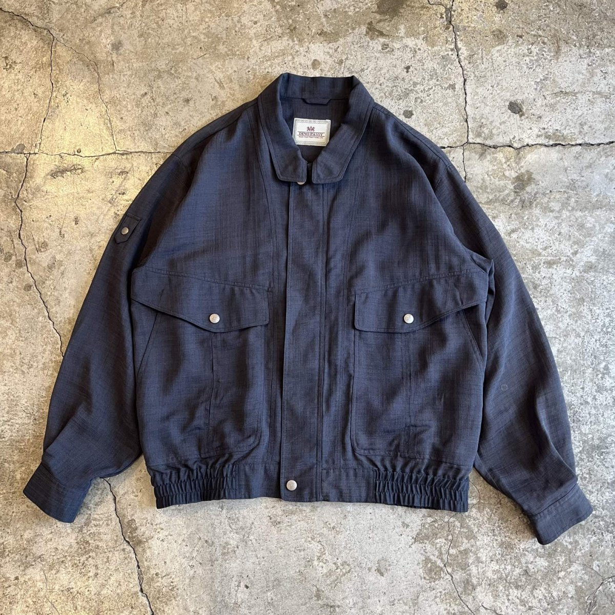 画像1: CHARCOAL GREY COLOR 2WAY DESIGN SHEER ZIP UP JACKET / Ladies L (1)
