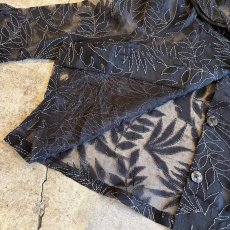 画像6: LEAVES PATTERN EMBROIDERY DOUBLE COLLAR DESIGN SHEER SHIRT / Ladies M (6)