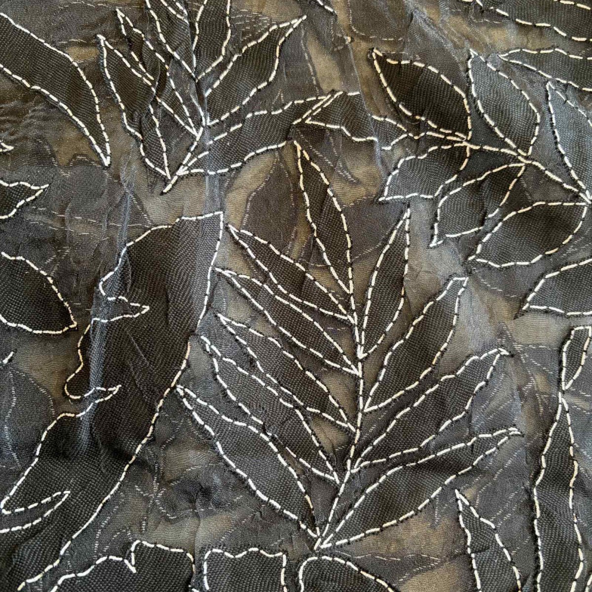 画像7: LEAVES PATTERN EMBROIDERY DOUBLE COLLAR DESIGN SHEER SHIRT / Ladies M (7)