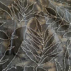 画像7: LEAVES PATTERN EMBROIDERY DOUBLE COLLAR DESIGN SHEER SHIRT / Ladies M (7)