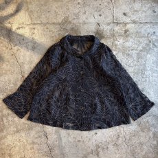 画像1: LEAVES PATTERN EMBROIDERY DOUBLE COLLAR DESIGN SHEER SHIRT / Ladies M (1)