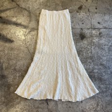 画像1: IVORY COLOR EMBOSS PATTERN DESIGN MERMAID LONG SKIRT / W25~W29 (1)