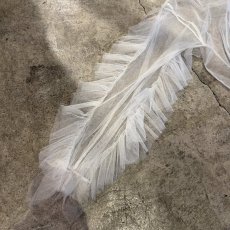 画像6: WHITE COLOR FRILL SHOULDER DESIGN TULLE SHEER L/S TOPS / Ladies L (6)