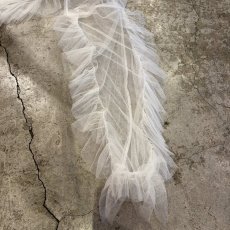 画像8: WHITE COLOR FRILL SHOULDER DESIGN TULLE SHEER L/S TOPS / Ladies L (8)