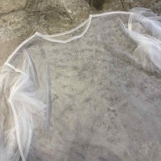画像9: WHITE COLOR FRILL SHOULDER DESIGN TULLE SHEER L/S TOPS / Ladies L (9)
