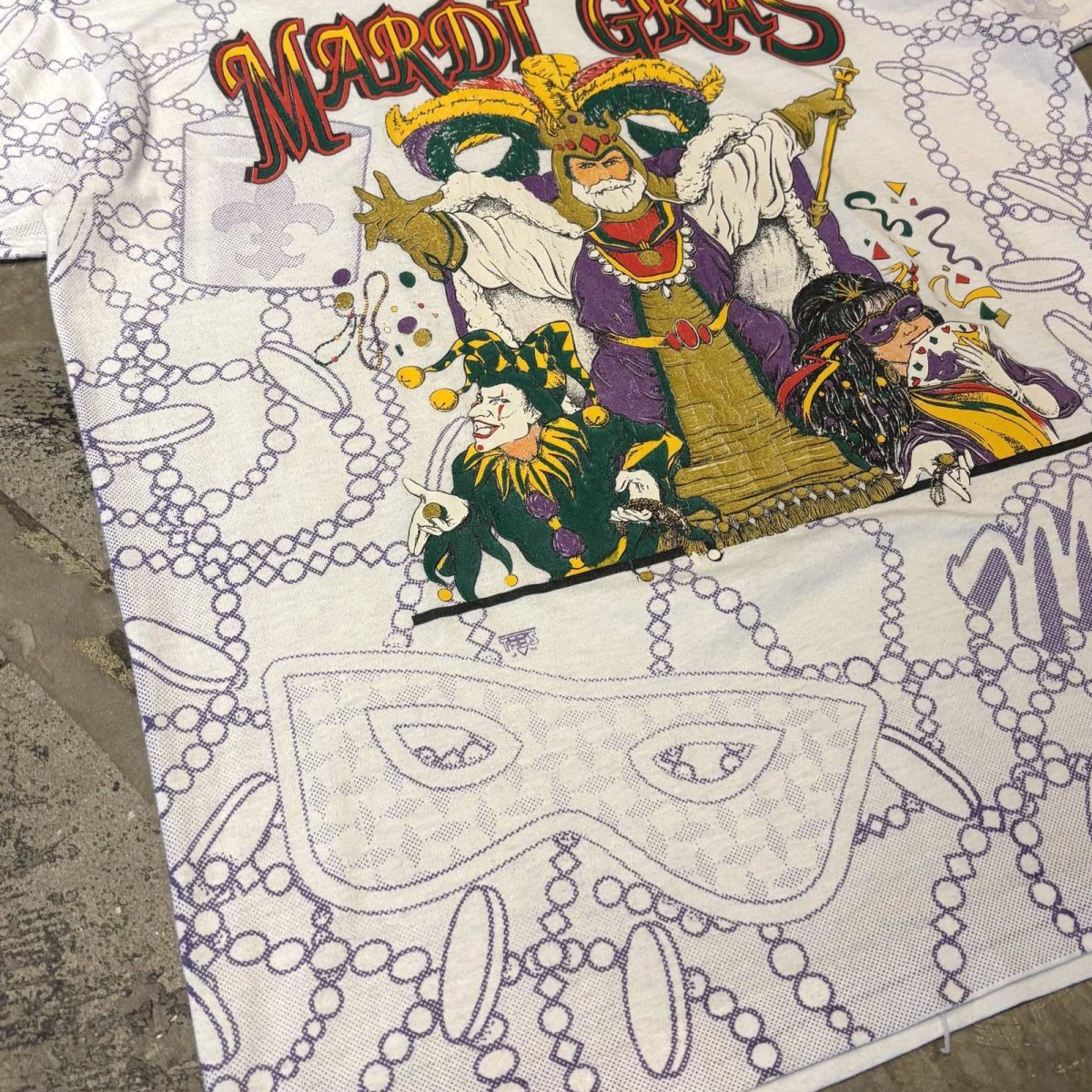 画像5: 80~90's "MARDI GRAS" PRINTED S/S TEE / Mens L / MADE IN USA (5)