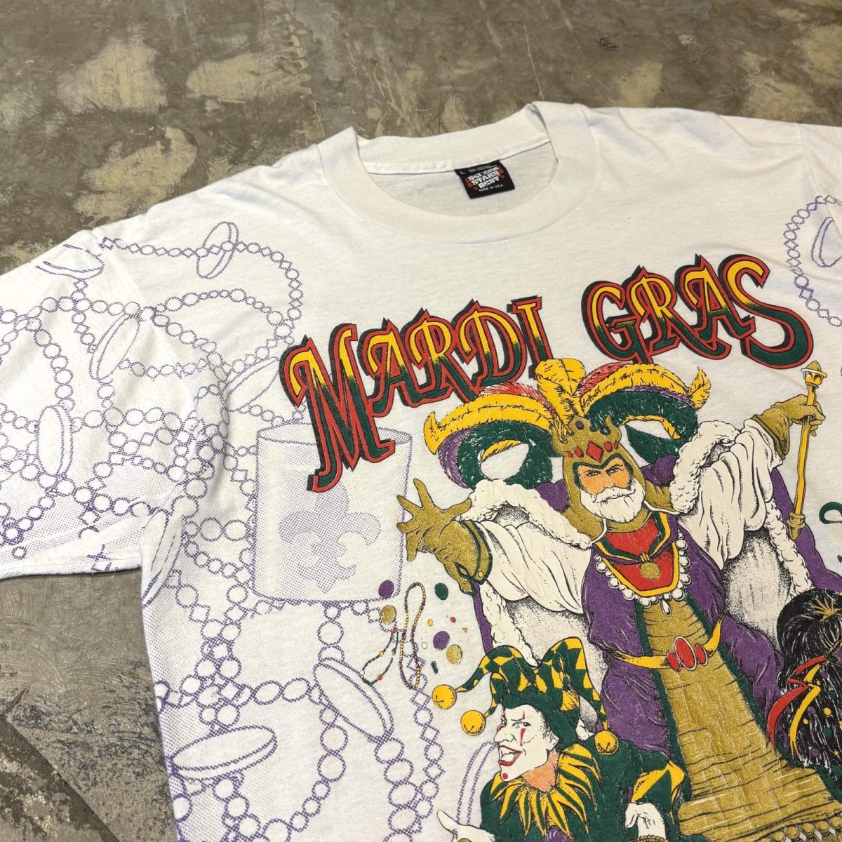 画像3: 80~90's "MARDI GRAS" PRINTED S/S TEE / Mens L / MADE IN USA (3)