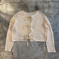 画像1: 3 RIBBON DESIGN MESH SHORT L/S CARDIGAN  / Ladies M (1)