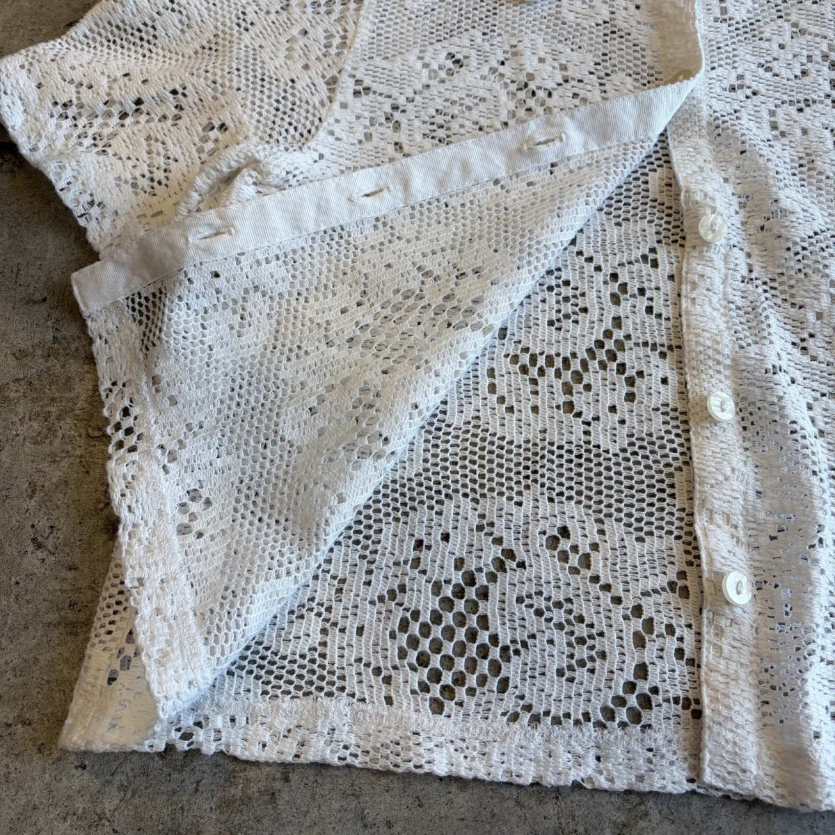 画像7: ALL OVER FLOWER PATTERN CROCHET DESIGN SHORT S/S SHIRT / Ladies M (7)