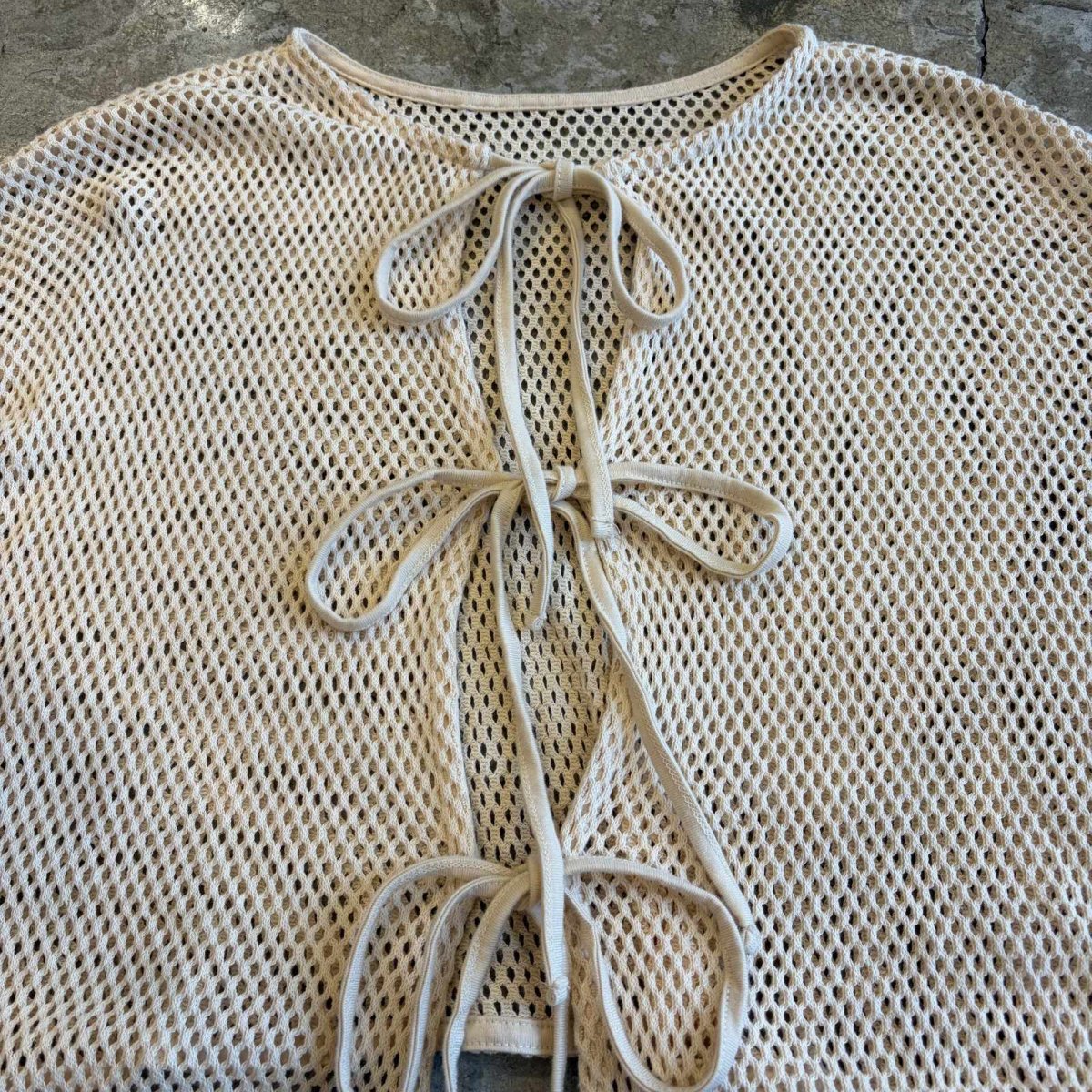 画像5: 3 RIBBON DESIGN MESH SHORT L/S CARDIGAN  / Ladies M (5)
