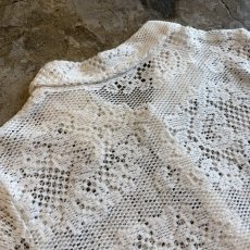 画像9: ALL OVER FLOWER PATTERN CROCHET DESIGN SHORT S/S SHIRT / Ladies M (9)