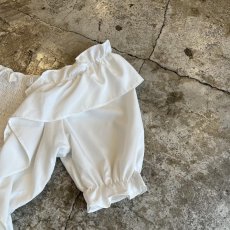 画像7: WHITE COLOR FRILL DESIGN BOAT NECK S/S TOPS / Ladies M (7)