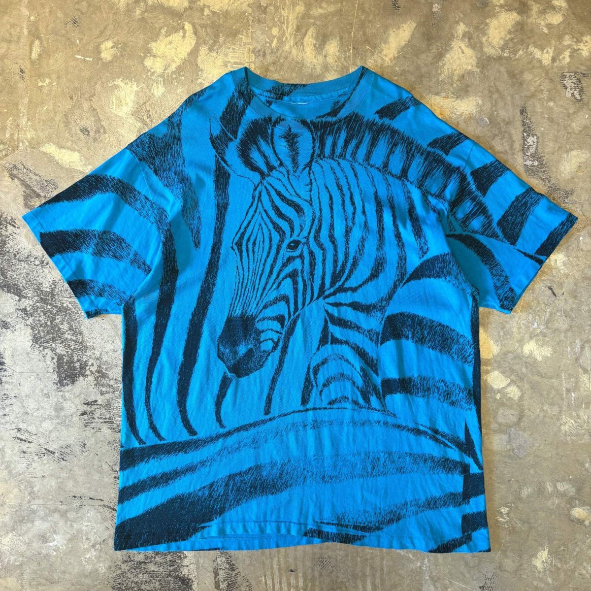 画像1: OLD BOTH SIDE ZEBRA BIG PRINTED S/S TEE / Mens XL (1)