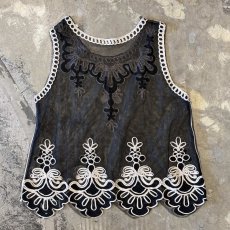 画像2: MONOCHROME LINE ART SHEER VEST / Mens S~M (2)