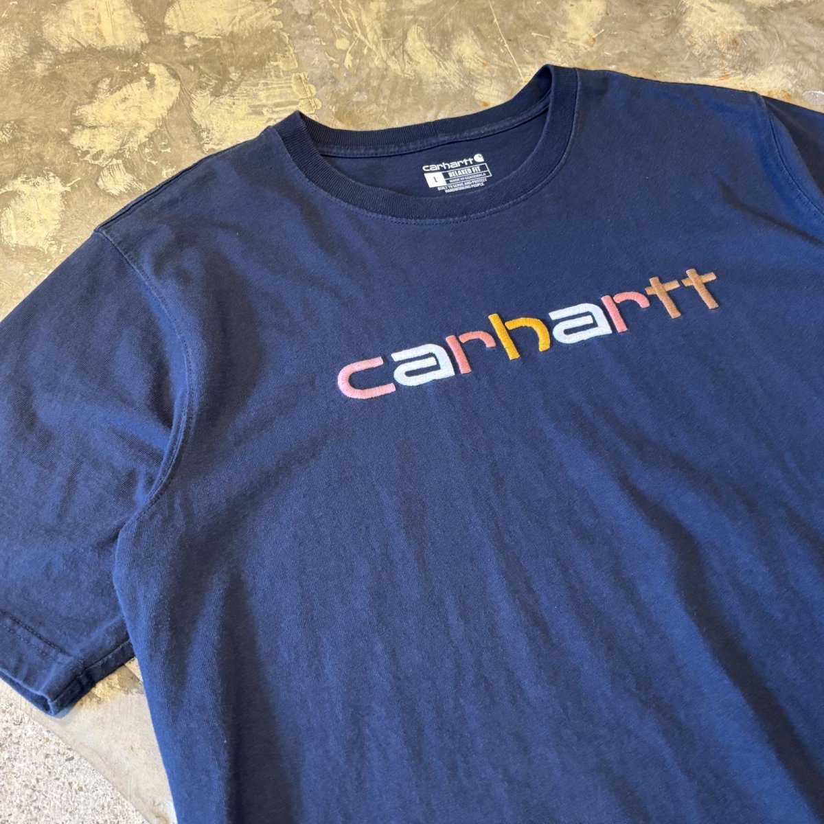 画像3: 【CARHARTT】LOGO EMBROIDERY NAVY S/S TEE / Mens L (3)