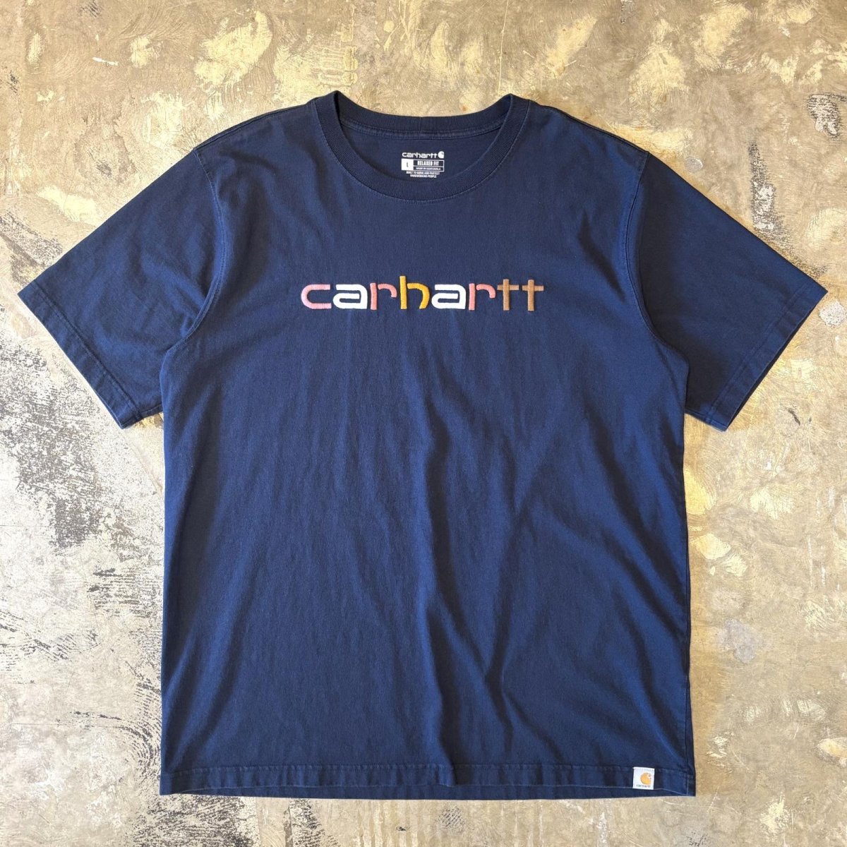 画像1: 【CARHARTT】LOGO EMBROIDERY NAVY S/S TEE / Mens L (1)