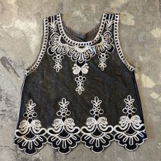 画像1: MONOCHROME LINE ART SHEER VEST / Mens S~M (1)