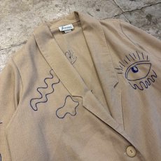 画像3: ART DESIGN HAND STITCH EMBROIDERY PATTERN JACKET / Ladies L (3)