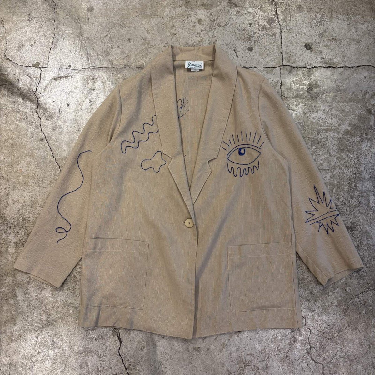 画像1: ART DESIGN HAND STITCH EMBROIDERY PATTERN JACKET / Ladies L (1)