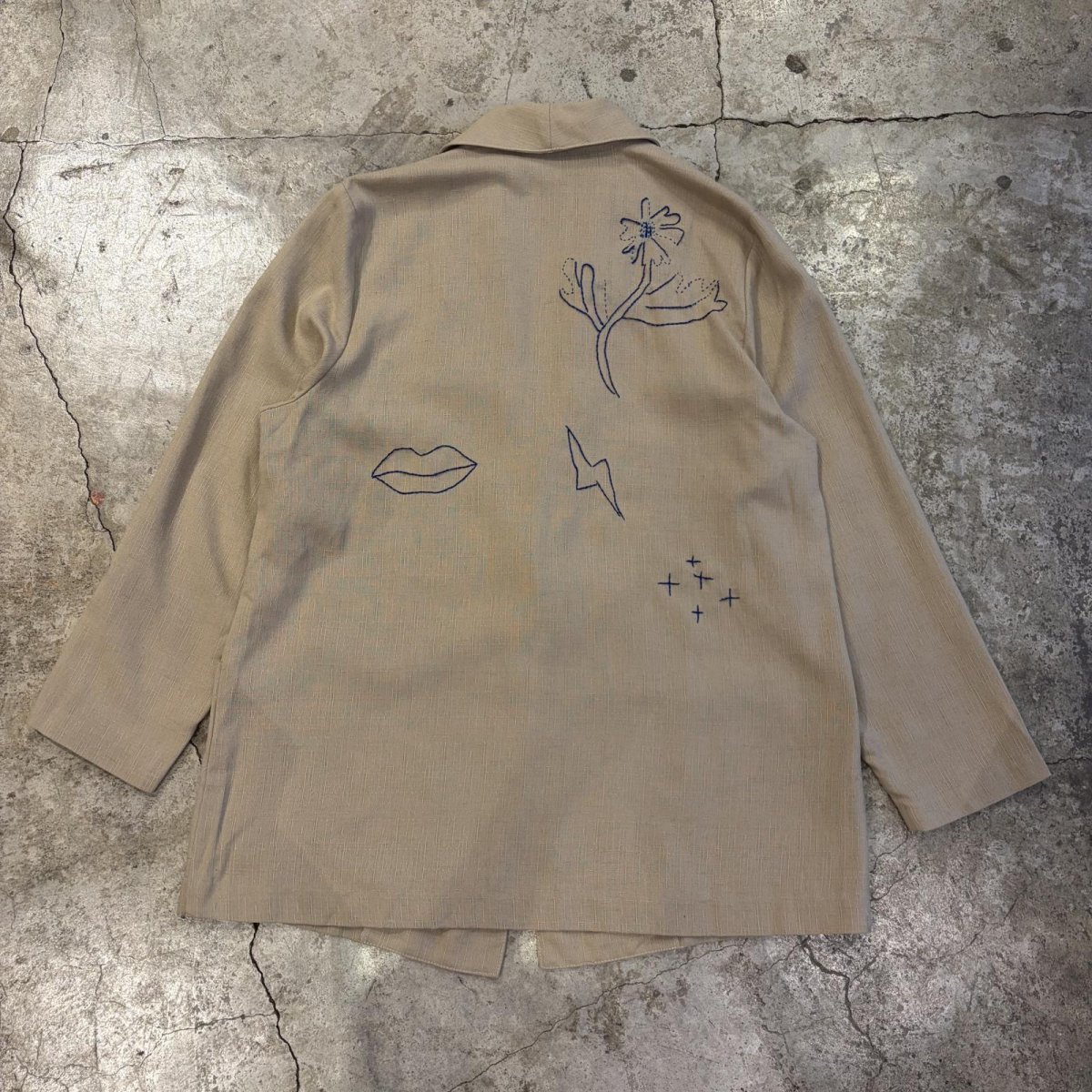 画像2: ART DESIGN HAND STITCH EMBROIDERY PATTERN JACKET / Ladies L (2)