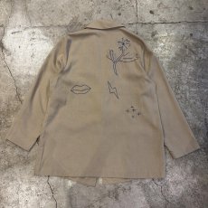 画像2: ART DESIGN HAND STITCH EMBROIDERY PATTERN JACKET / Ladies L (2)