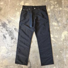 画像1: BLACK COLOR STRAIGHT SILHOUETTE NYLON PANTS / W33 (1)