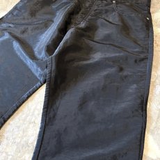 画像4: BLACK COLOR STRAIGHT SILHOUETTE NYLON PANTS / W33 (4)