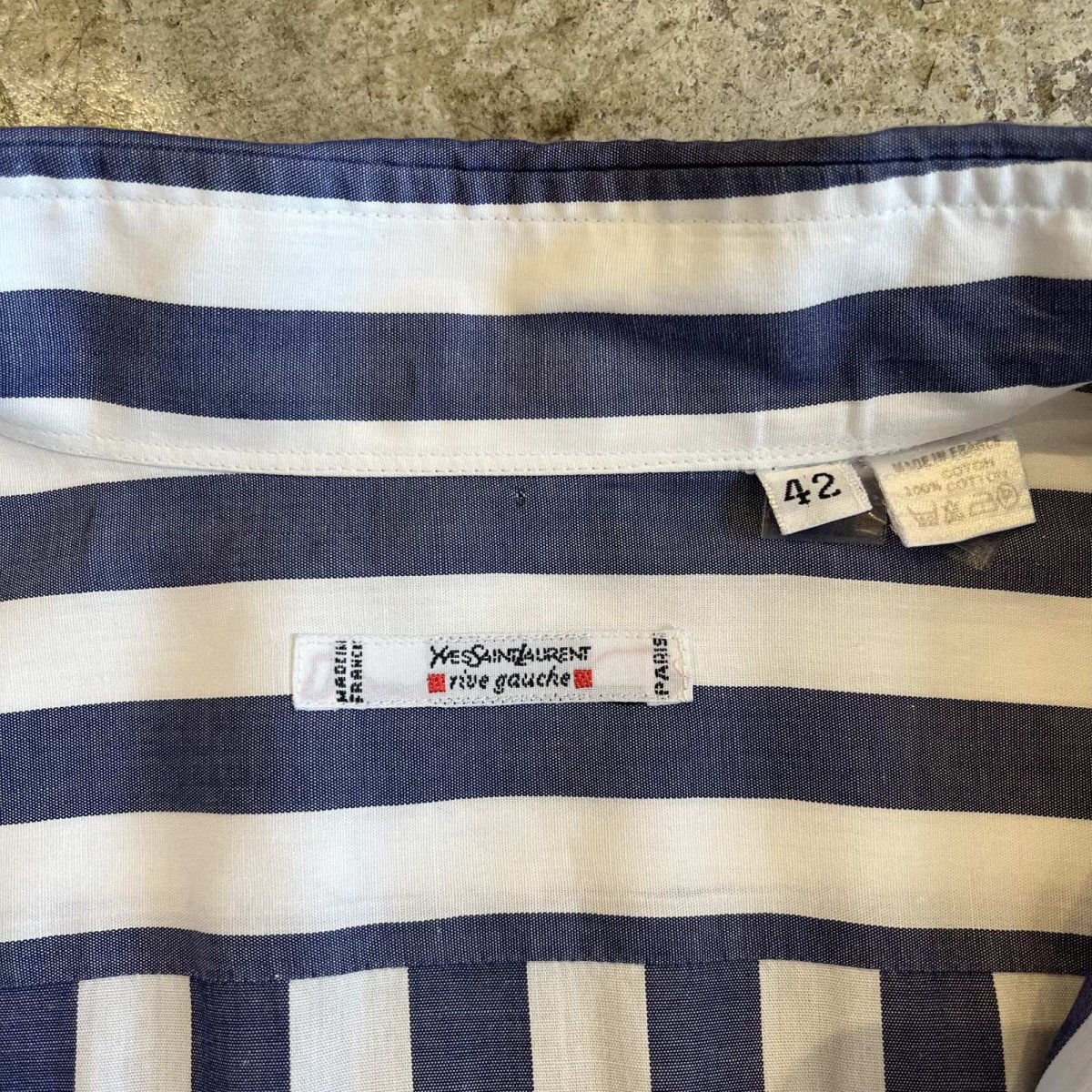 画像13: 【YSL】STRIPE PATTERN ONE POCKET DESIGN L/S SHIRT / Ladies XL(42) / MADE IN FRANCE (13)