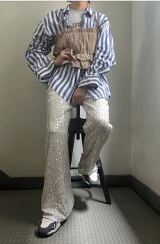画像15: 【YSL】STRIPE PATTERN ONE POCKET DESIGN L/S SHIRT / Ladies XL(42) / MADE IN FRANCE (15)