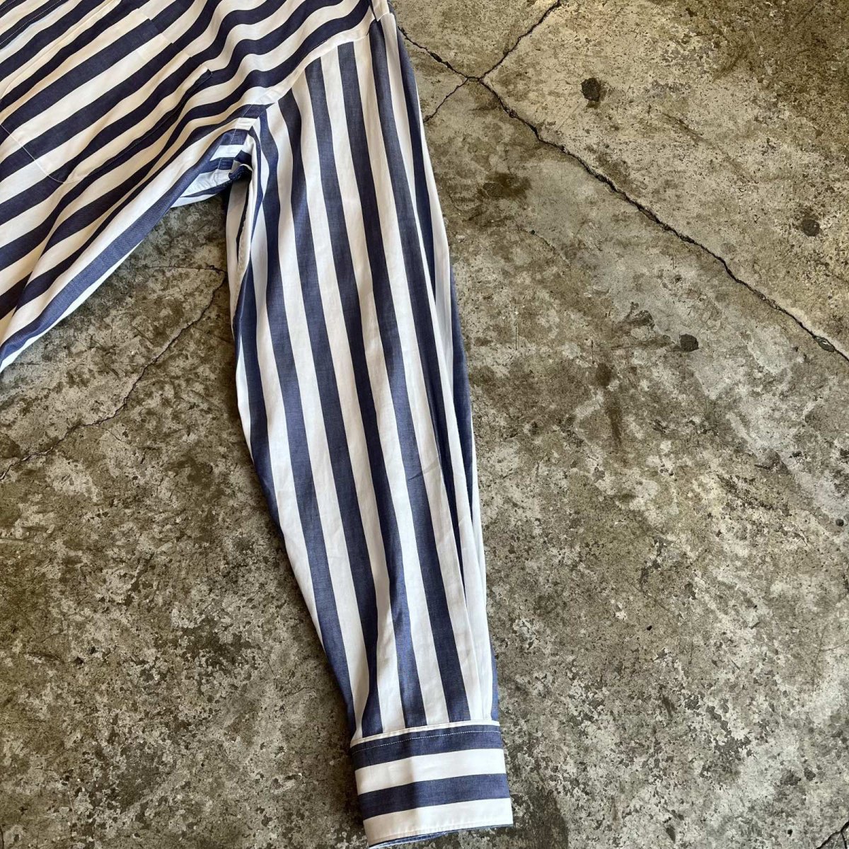 画像7: 【YSL】STRIPE PATTERN ONE POCKET DESIGN L/S SHIRT / Ladies XL(42) / MADE IN FRANCE (7)