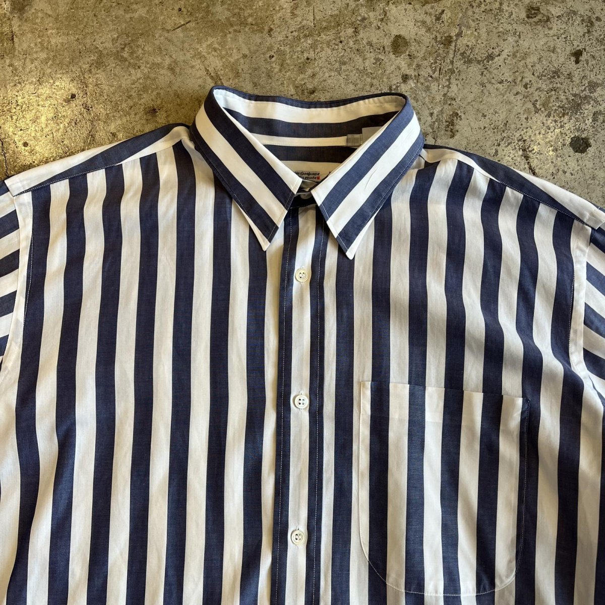 画像9: 【YSL】STRIPE PATTERN ONE POCKET DESIGN L/S SHIRT / Ladies XL(42) / MADE IN FRANCE (9)