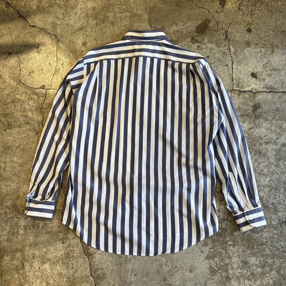 画像2: 【YSL】STRIPE PATTERN ONE POCKET DESIGN L/S SHIRT / Ladies XL(42) / MADE IN FRANCE (2)
