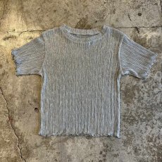 画像1: METALLIC SILVER COLOR PLEATS PATTERN SHEER S/S TOPS / Ladies XS~S (1)