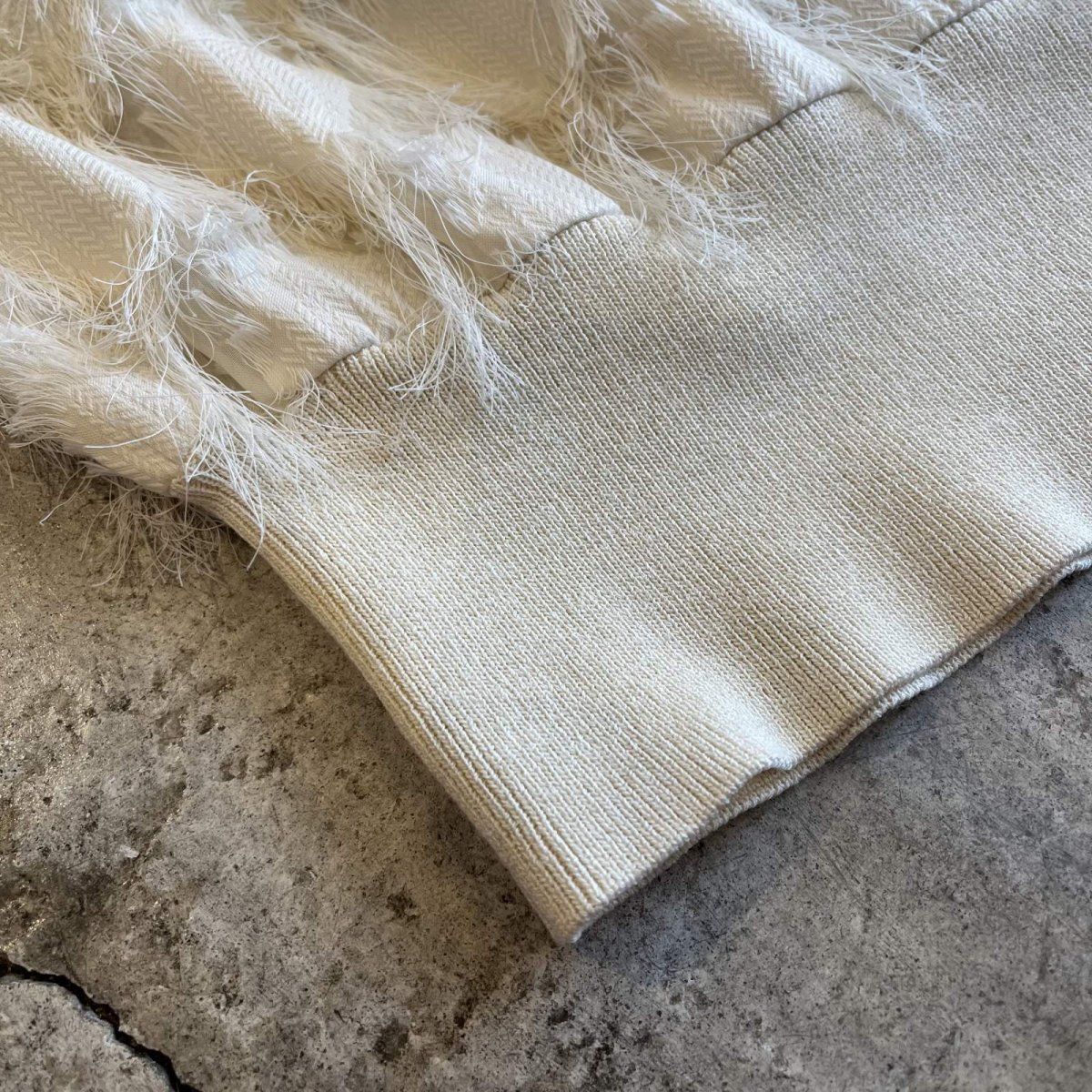画像3: IVORY COLOR ALL OVER FRINGE DESIGN S/S TOPS / Ladies M (3)