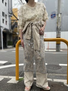 画像11: IVORY COLOR ALL OVER FRINGE DESIGN S/S TOPS / Ladies M (11)