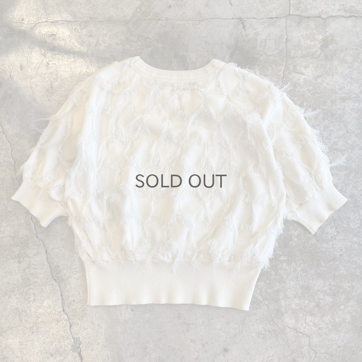 画像2: IVORY COLOR ALL OVER FRINGE DESIGN S/S TOPS / Ladies M (2)