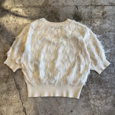 画像2: IVORY COLOR ALL OVER FRINGE DESIGN S/S TOPS / Ladies M (2)