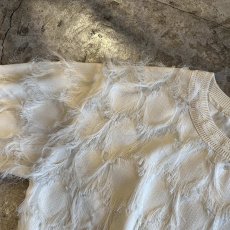 画像8: IVORY COLOR ALL OVER FRINGE DESIGN S/S TOPS / Ladies M (8)
