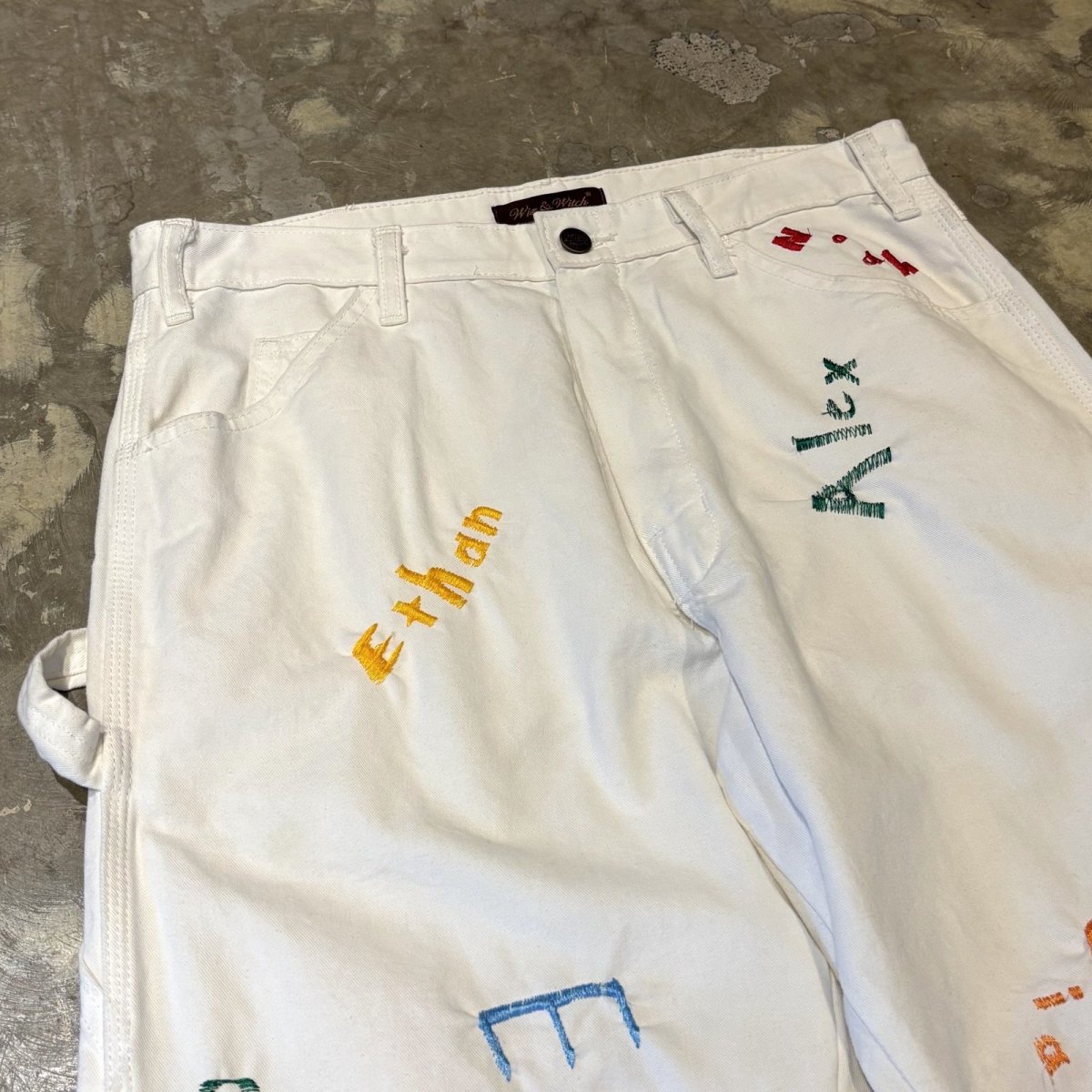 画像3: 【Wiz&Witch】"ONE OFF LIMITED" EMBROIDERY PAINTER PANTS / W32 (3)