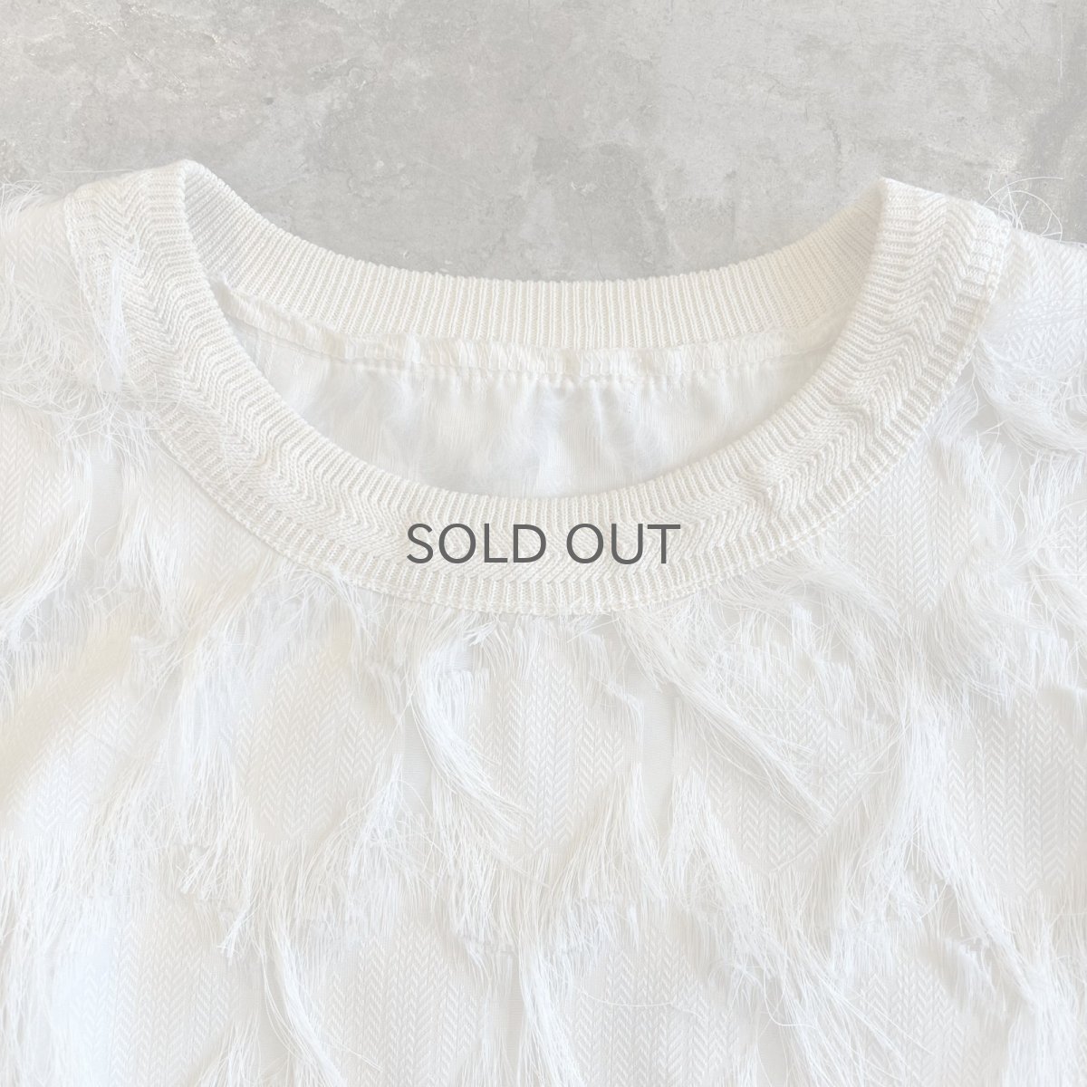 画像7: IVORY COLOR ALL OVER FRINGE DESIGN S/S TOPS / Ladies M (7)