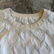 画像7: IVORY COLOR ALL OVER FRINGE DESIGN S/S TOPS / Ladies M (7)