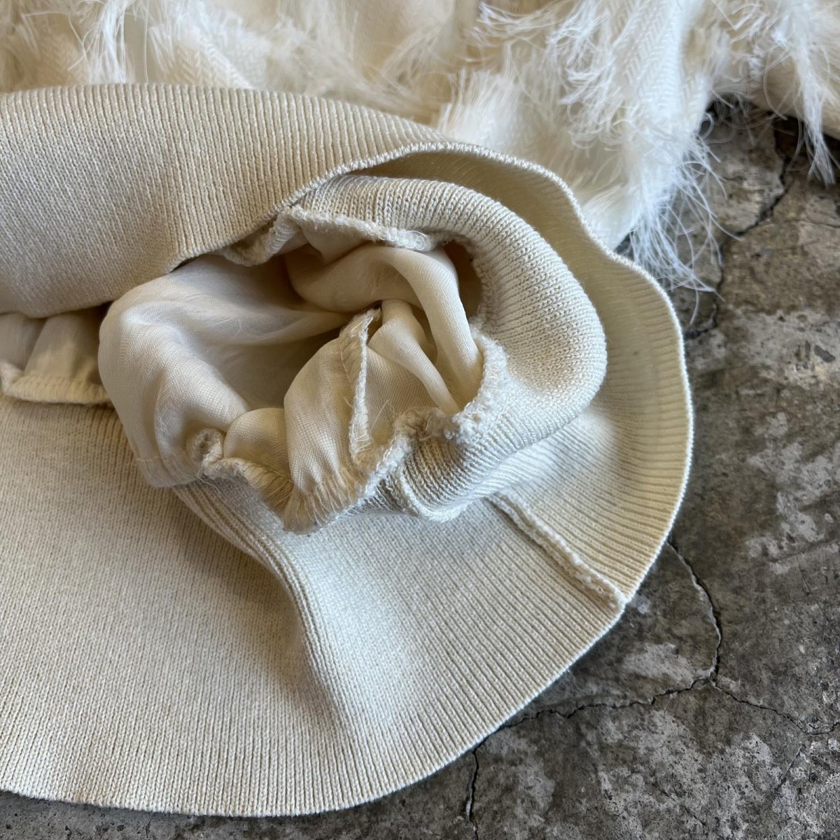 画像5: IVORY COLOR ALL OVER FRINGE DESIGN S/S TOPS / Ladies M (5)
