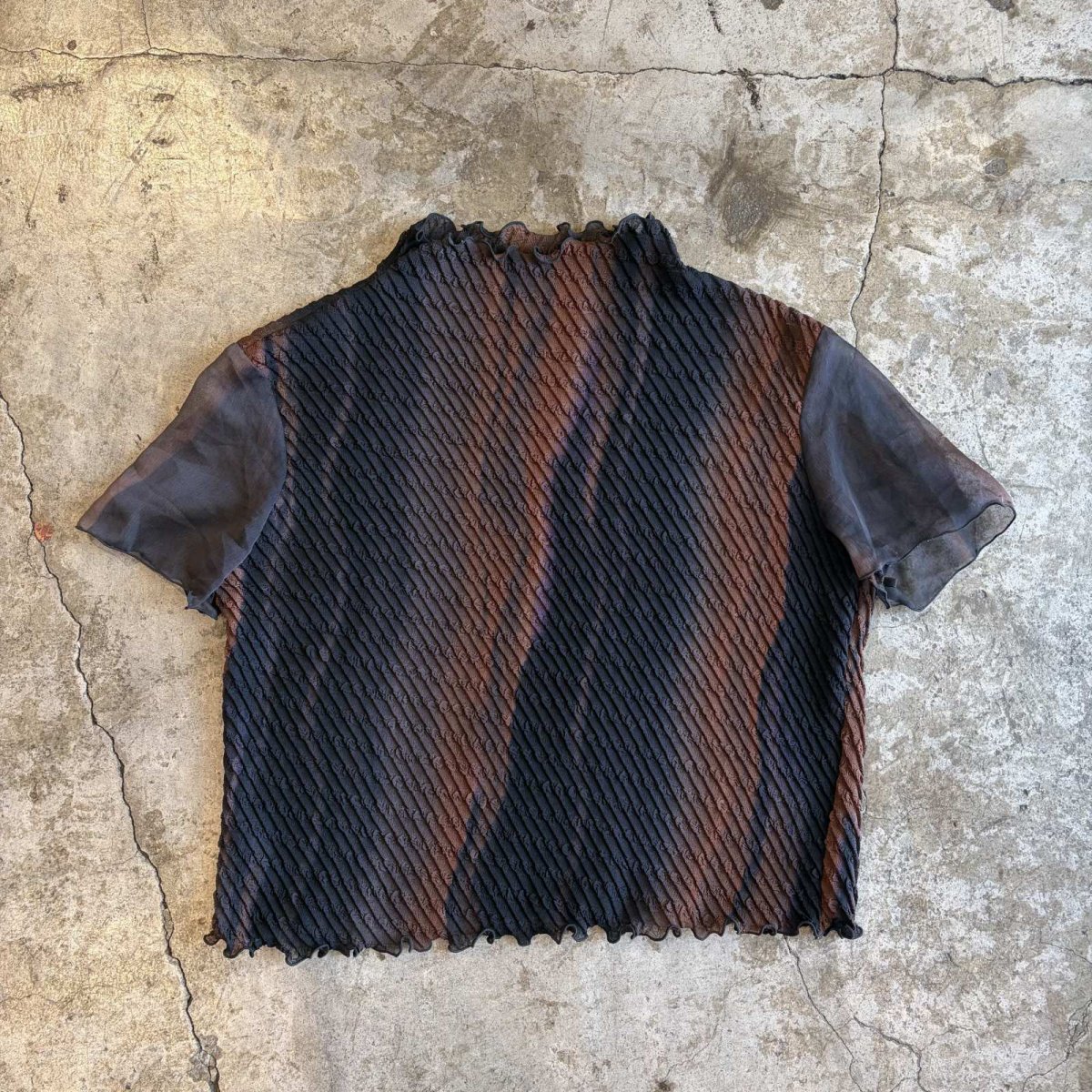 画像1: ARTISTIC ALL OVER PATTERN SHEER SLEEVE S/S TOPS / Ladies M (1)