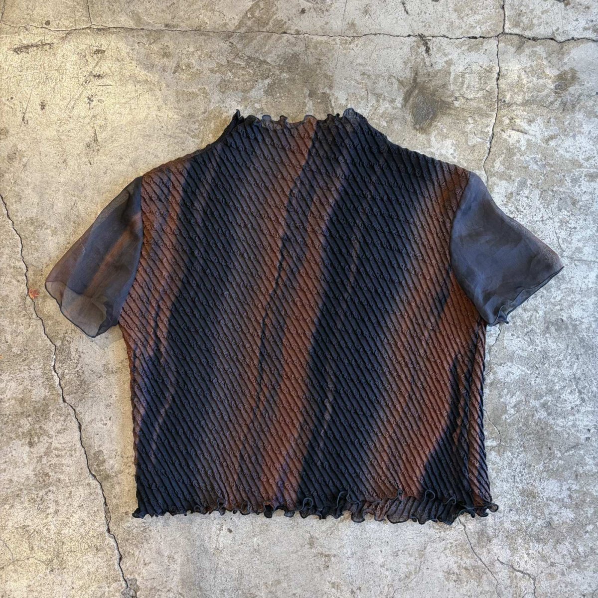 画像2: ARTISTIC ALL OVER PATTERN SHEER SLEEVE S/S TOPS / Ladies M (2)