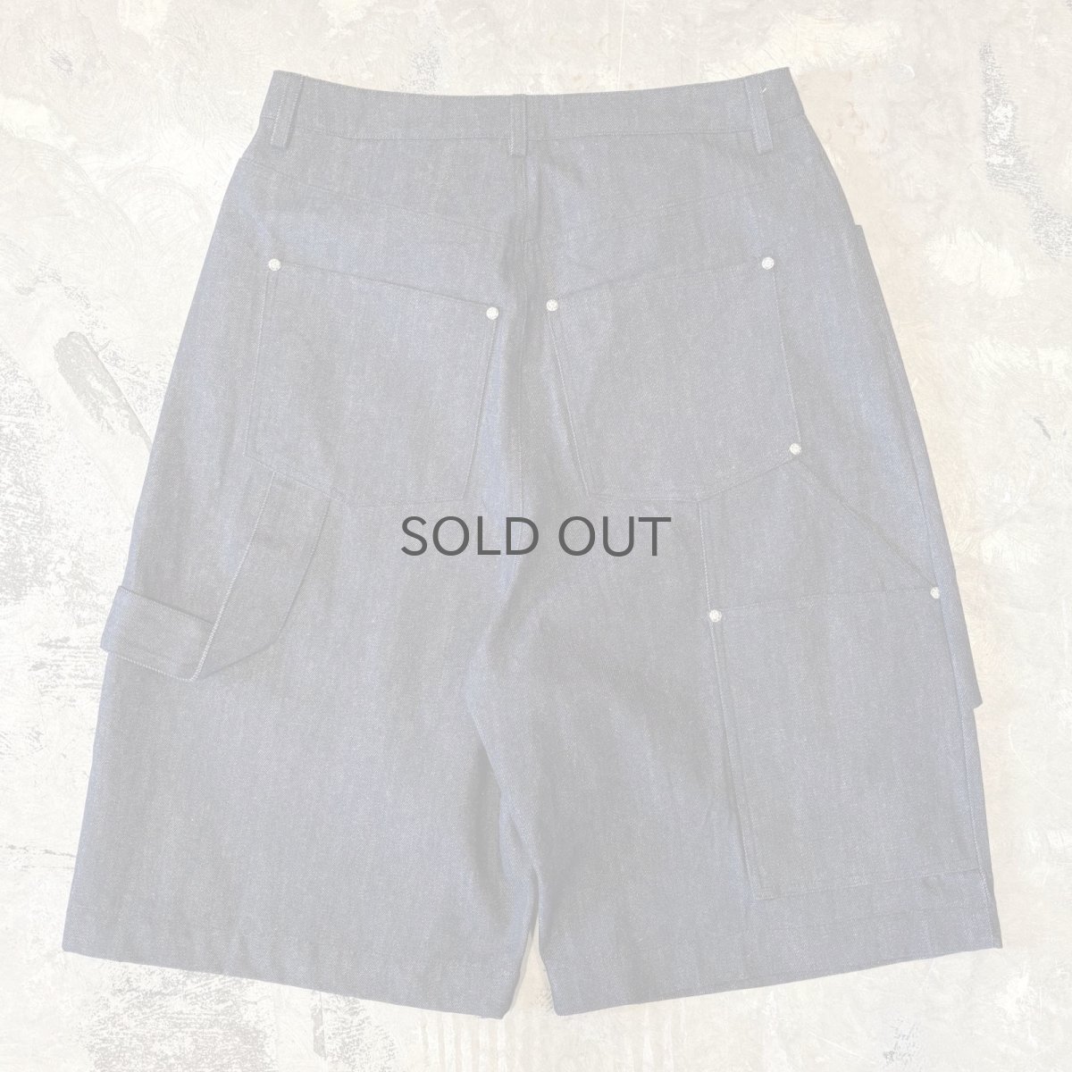 画像2: WIDE SILHOUETTE BLACK DENIM PAINTER SHORTS / W33 (2)