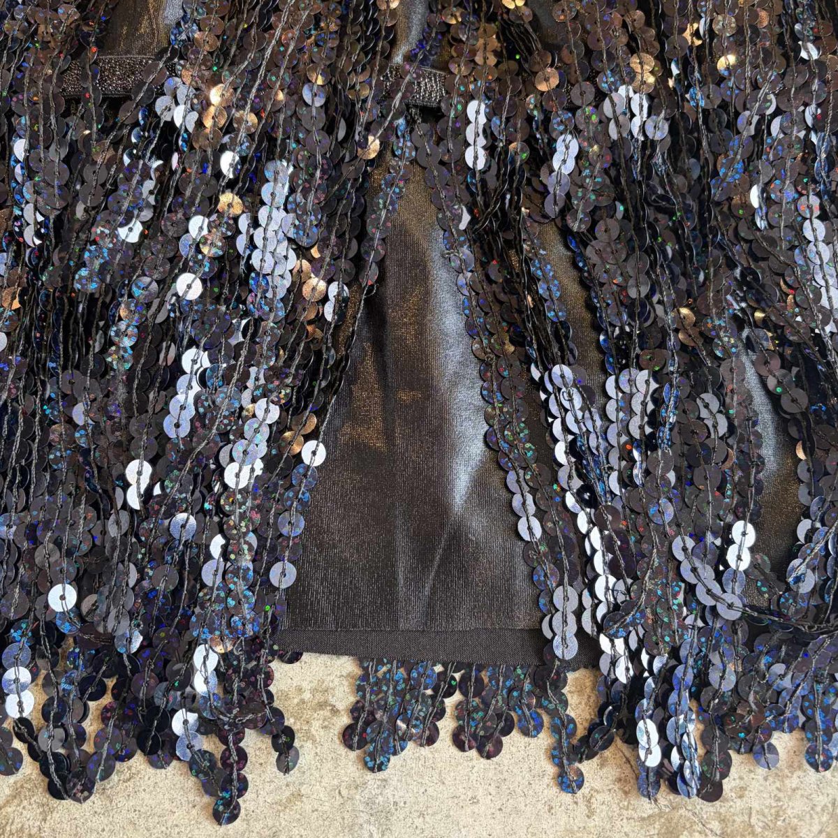 画像5: BLACK SEQUINS FRINGE DESIGN SKIRT / W24~W30 (5)