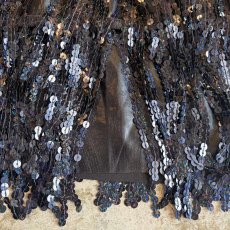 画像5: BLACK SEQUINS FRINGE DESIGN SKIRT / W24~W30 (5)
