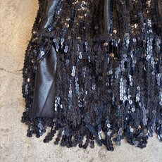 画像4: BLACK SEQUINS FRINGE DESIGN SKIRT / W24~W30 (4)